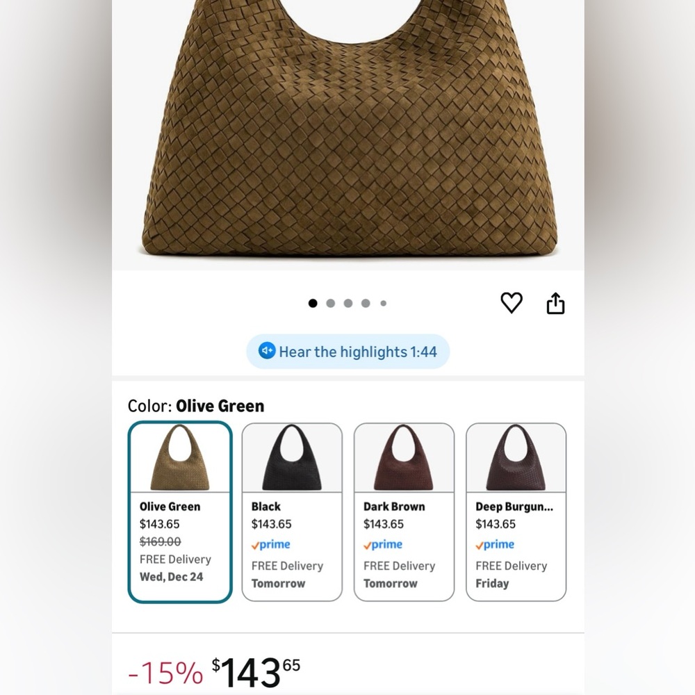 JW PEI  Laura Elegant Olive green Woven Handbag - Picture 7 of 11